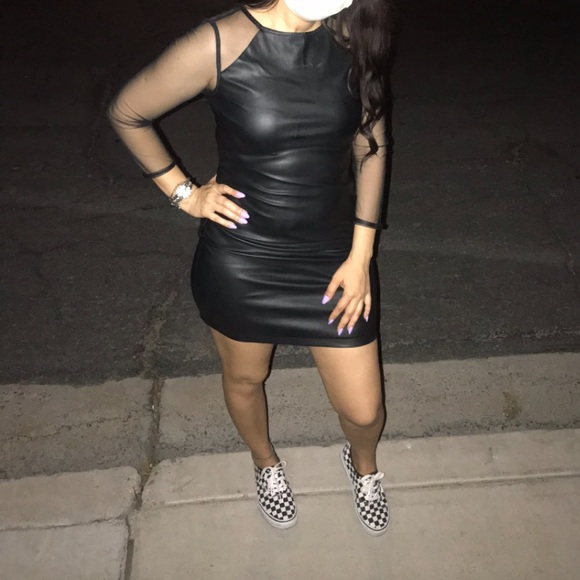 Topshop faux leather and mesh dress size 6 - Picture 5 of 5